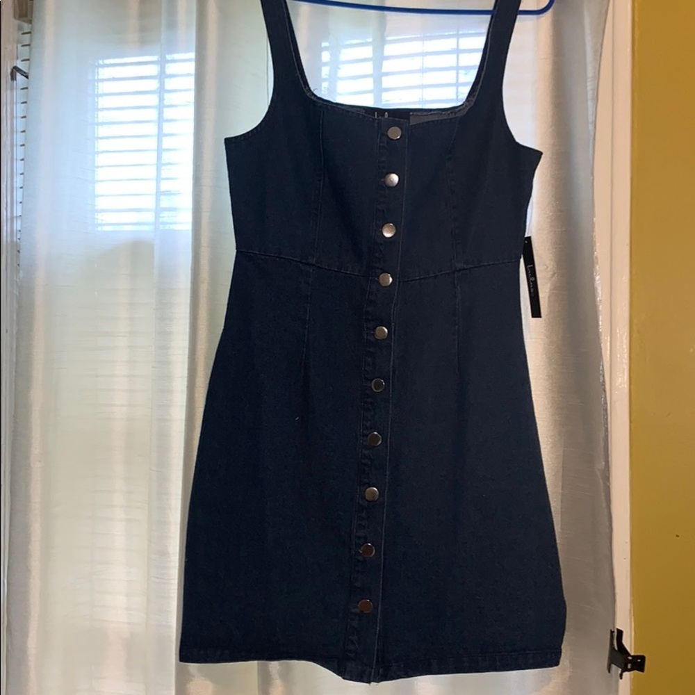 Dark Wash Denim Button-Front Mini Dress